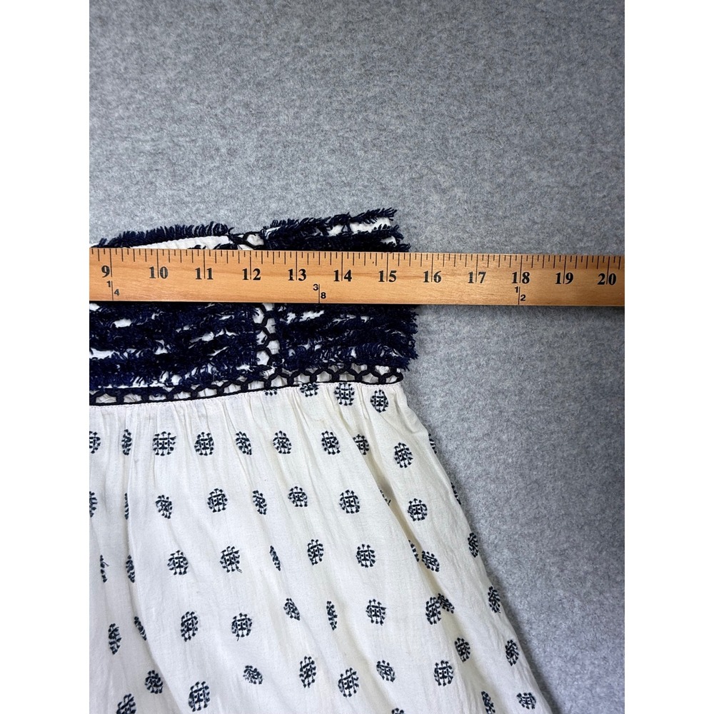 Maeve Anthropologie Jansen Embroidered Skirt Women Medium White Navy Blue Boho - Picture 9 of 10